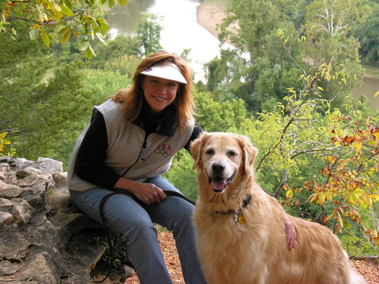 Jackie Trottmann and her dog Duffy the Golden Retriever