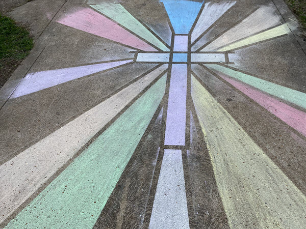 Sidewalk Chalk Cross drawing