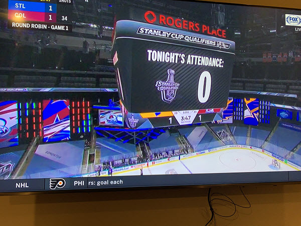 St. Louis Blues Hockey Attendance scoreboard during COVID-19